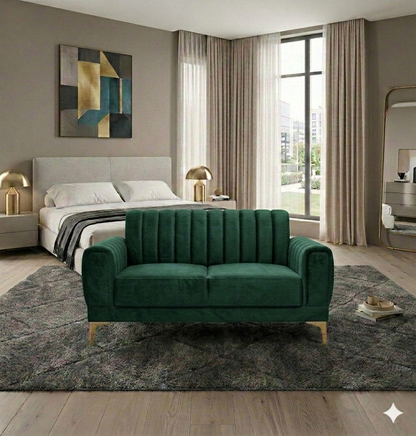 Modern Velvet Accent Sofa with Gold Legs – Luxury Bedroom & Living Room Seating