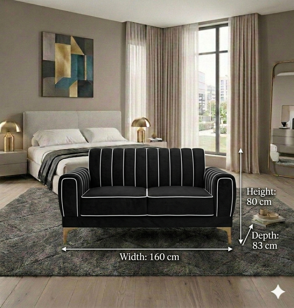 Modern Velvet Accent Sofa with Gold Legs – Luxury Bedroom & Living Room Seating
