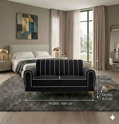 Modern Velvet Accent Sofa with Gold Legs – Luxury Bedroom & Living Room Seating