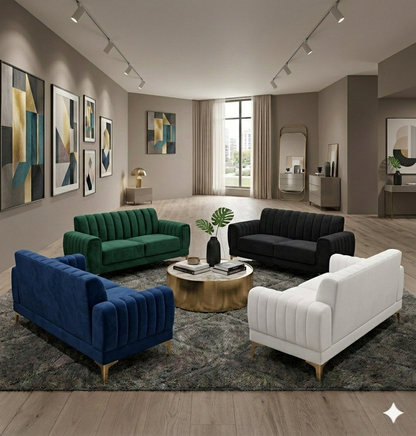 Modern Velvet Accent Sofa with Gold Legs – Luxury Bedroom & Living Room Seating