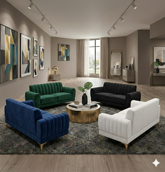 Modern Velvet Accent Sofa with Gold Legs – Luxury Bedroom & Living Room Seating