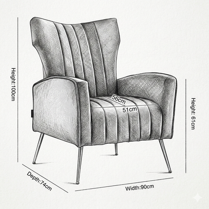 Luxury Wingback Velvet Lounge Chair – Stylish Accent Seating for Modern Interiors