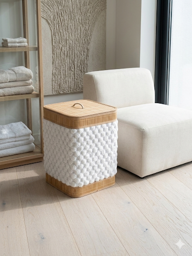 Natural Woven Storage Basket with Lid – Square / Round Decorative Organizer