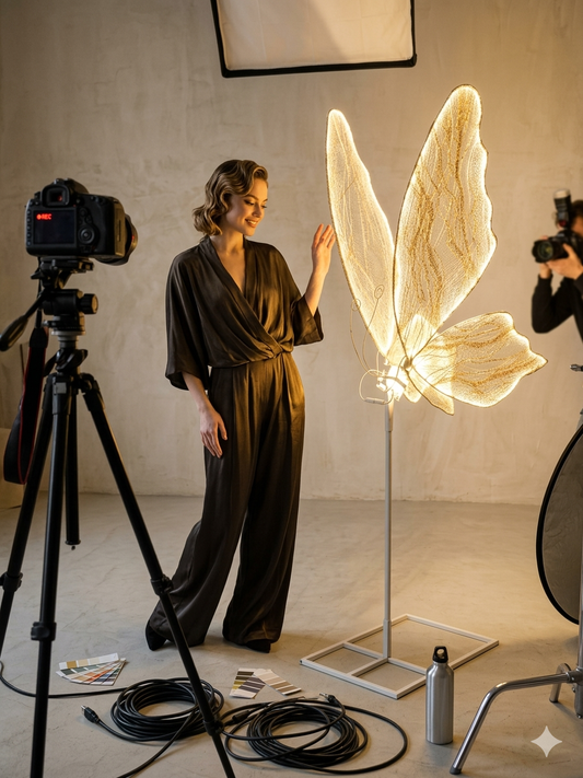 Luxury Butterfly Sculpture Floor Stand – Decorative Metal Art Display for Home & Event Décor