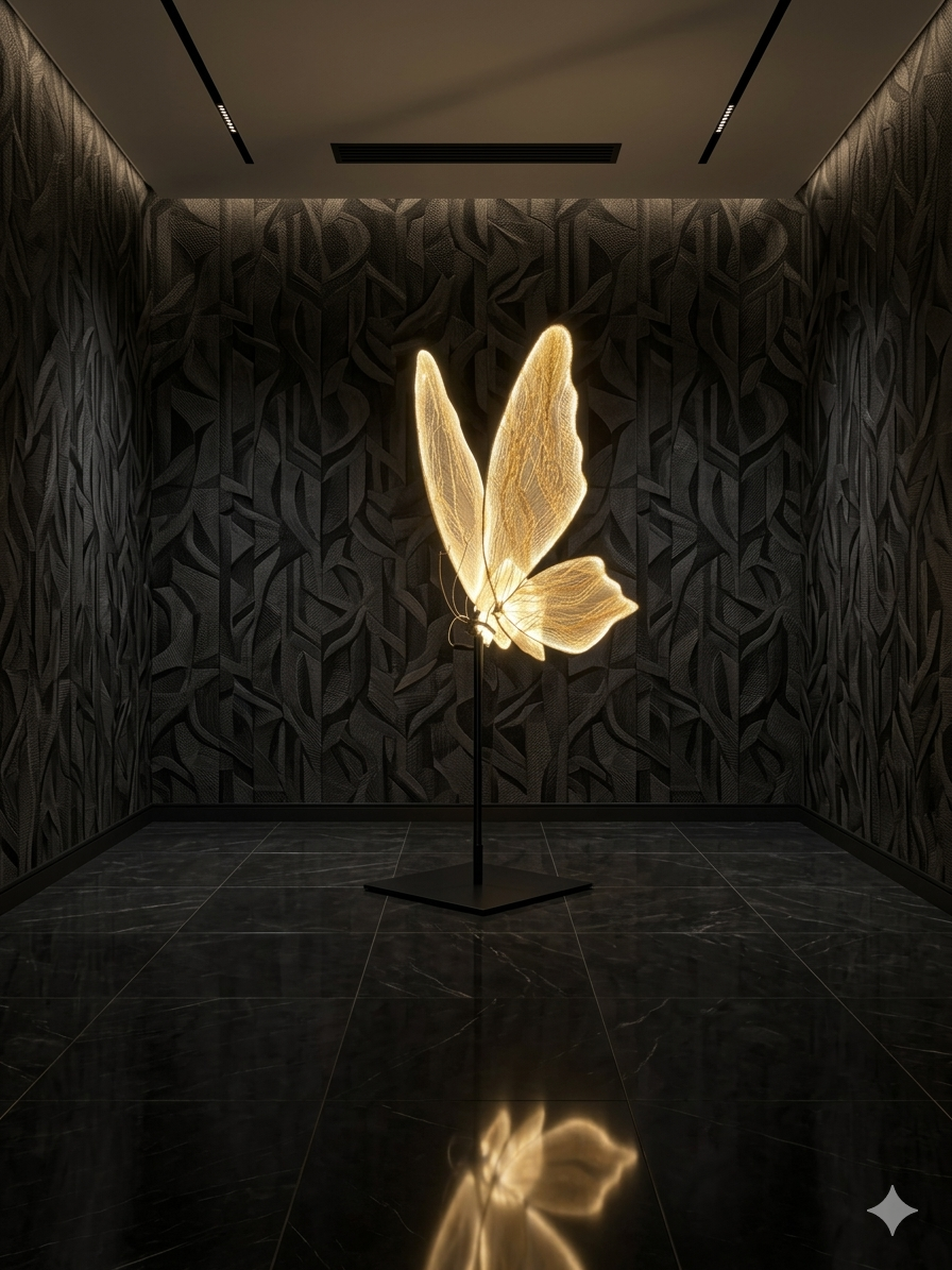 Luxury Butterfly Sculpture Floor Stand – Decorative Metal Art Display for Home & Event Décor