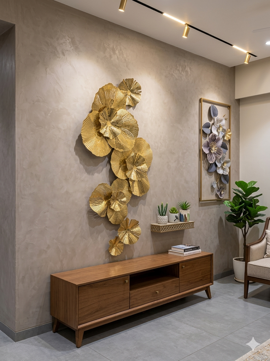Luxury Gold Metal Wall Art – Modern Decorative Wall Sculpture for Living Room & Hallway