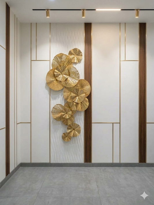 Luxury Gold Metal Wall Art – Modern Decorative Wall Sculpture for Living Room & Hallway