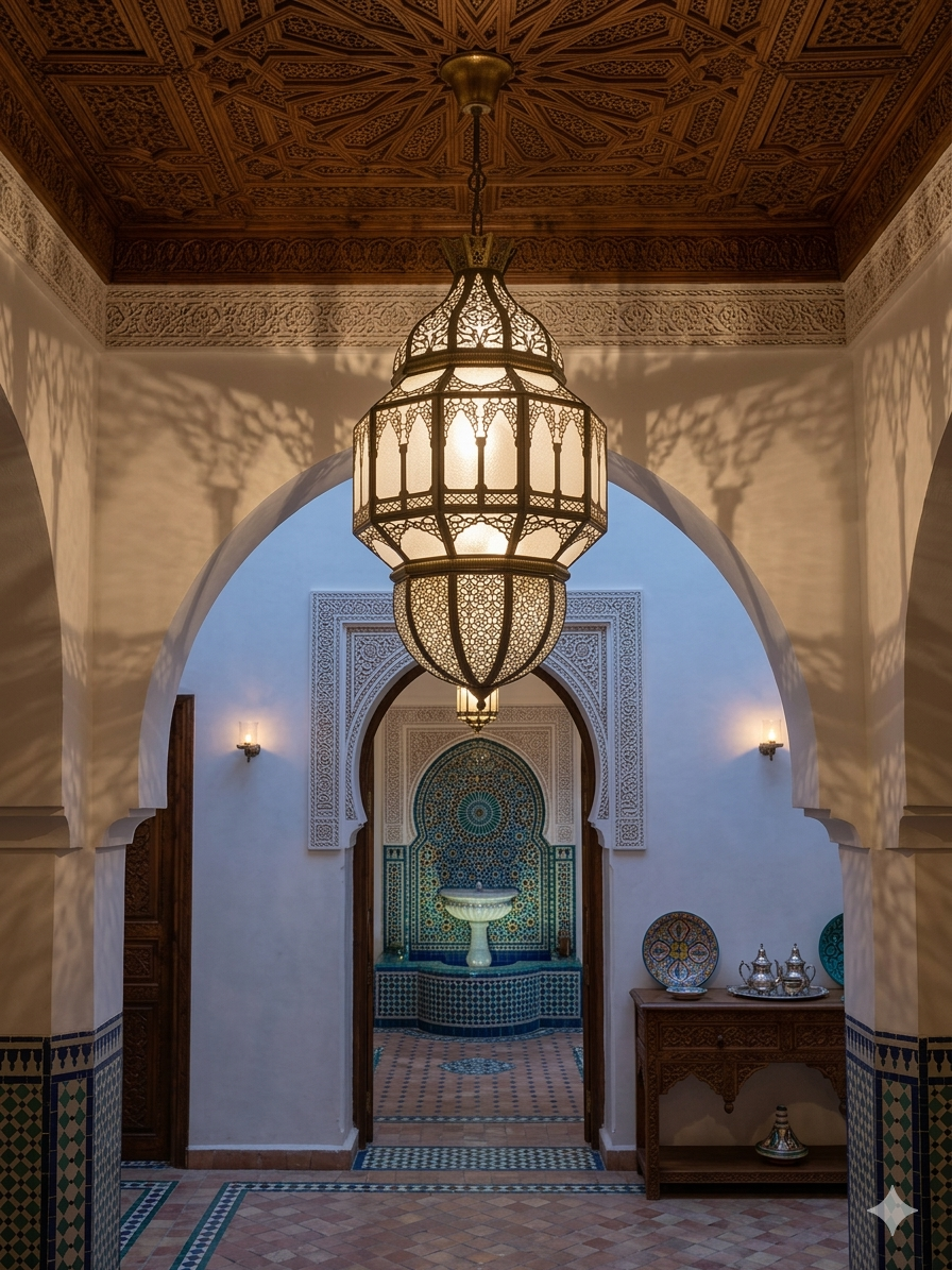 Luxury Arabic Hanging Lantern – Moroccan Style Metal & Glass Pendant Light