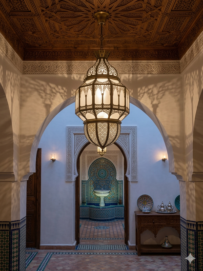 Luxury Arabic Hanging Lantern – Moroccan Style Metal & Glass Pendant Light