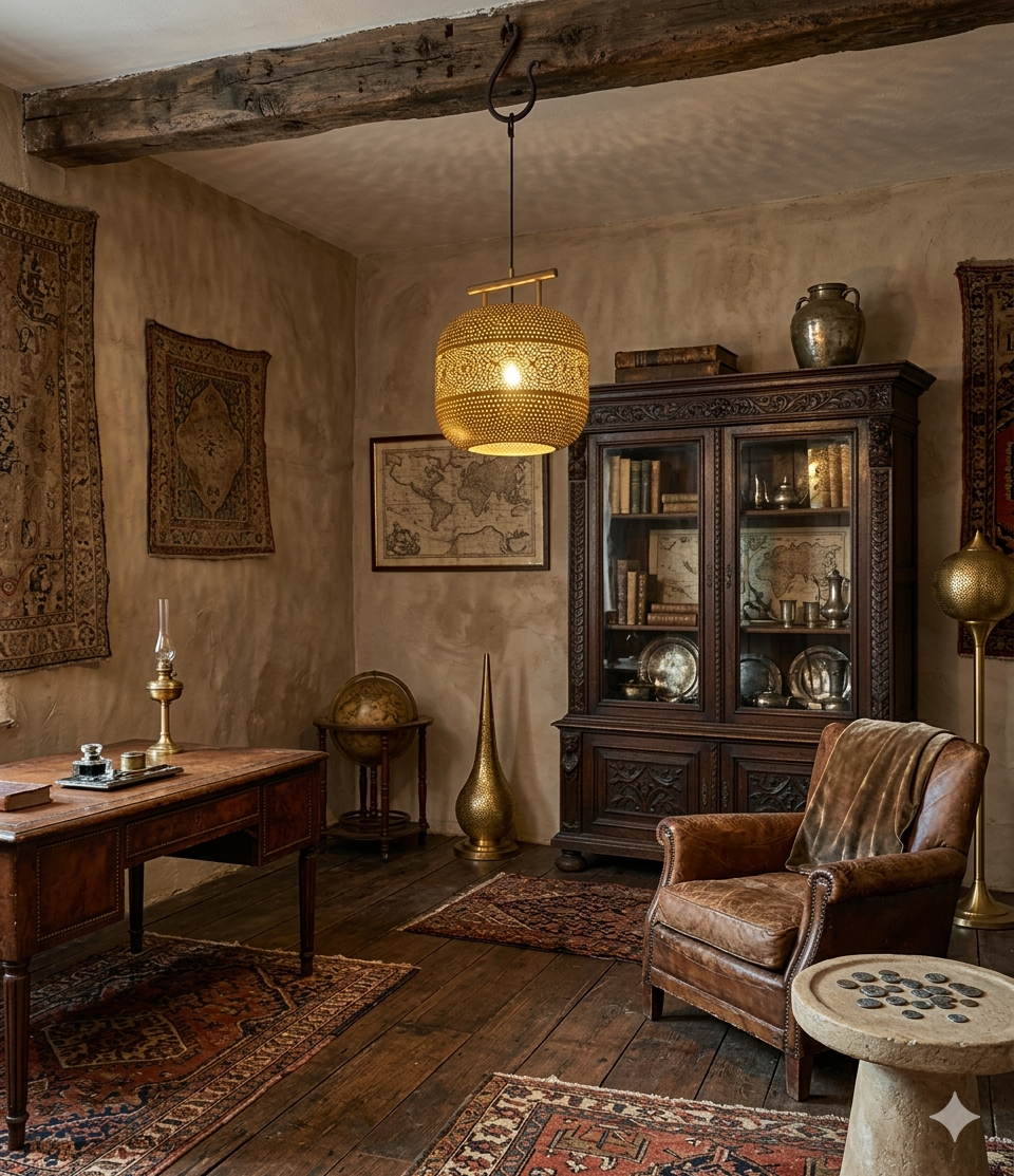 Luxury Moroccan Brass Pendant Light – Handcrafted Perforated Hanging Lantern