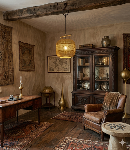 Luxury Moroccan Brass Pendant Light – Handcrafted Perforated Hanging Lantern