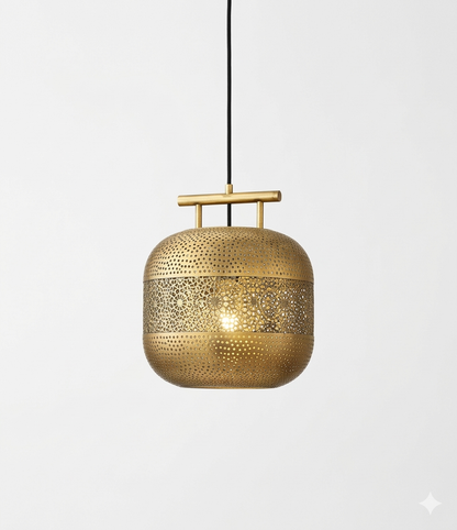 Luxury Moroccan Brass Pendant Light – Handcrafted Perforated Hanging Lantern