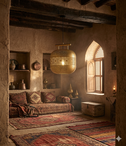 Luxury Moroccan Brass Pendant Light – Handcrafted Perforated Hanging Lantern