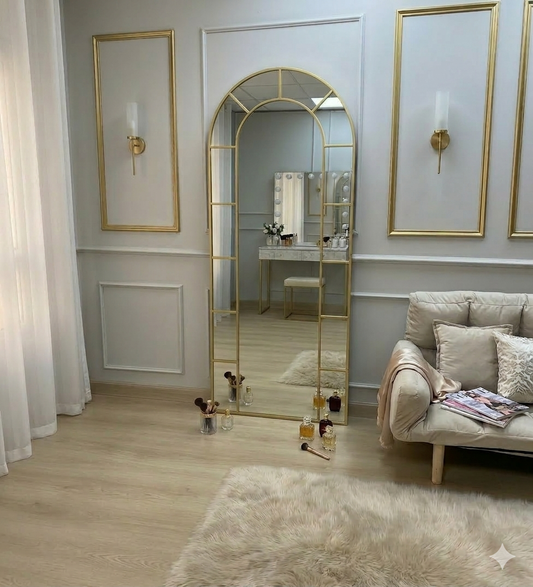 Luxury Arch Gold Window Mirror – Modern Decorative Wall/Stand Mirror