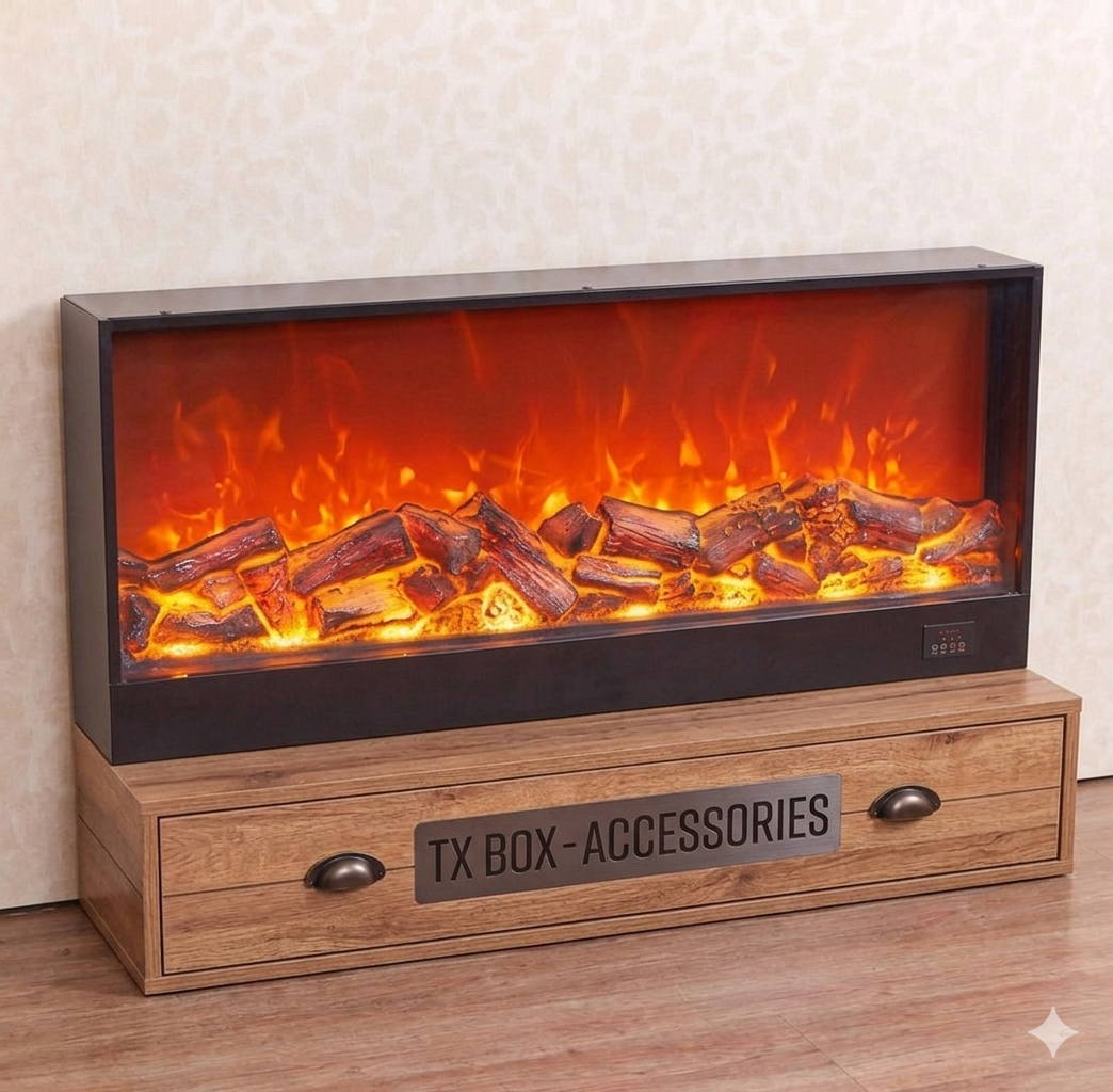 Modern Electric LED Fireplace Heater – Realistic Flame Wall Fireplace with Multiple Sizes