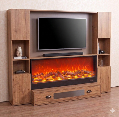 Modern Electric LED Fireplace Heater – Realistic Flame Wall Fireplace with Multiple Sizes