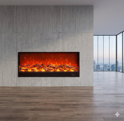 Modern Electric LED Fireplace Heater – Realistic Flame Wall Fireplace with Multiple Sizes