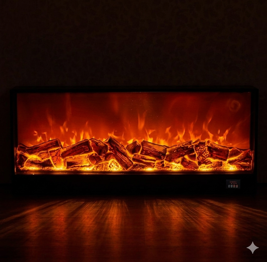 Modern Electric LED Fireplace Heater – Realistic Flame Wall Fireplace with Multiple Sizes