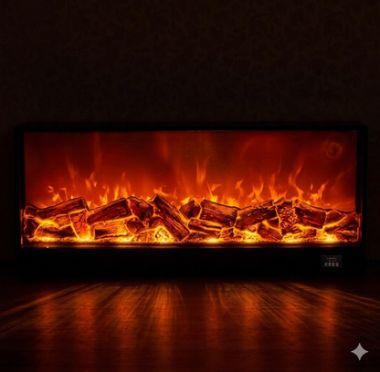 Modern Electric LED Fireplace Heater – Realistic Flame Wall Fireplace with Multiple Sizes