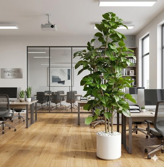 Artificial Ficus Tree in White Pot