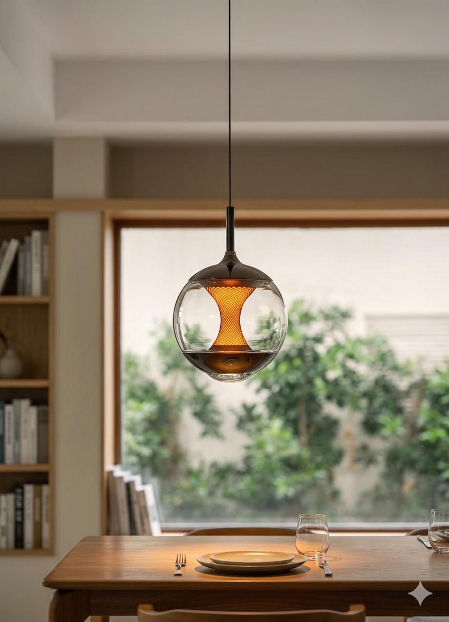 Modern Glass Globe Hanging Pendant Light – Elegant Single Focus Lamp