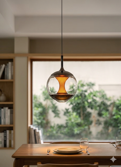 Modern Glass Globe Hanging Pendant Light – Elegant Single Focus Lamp