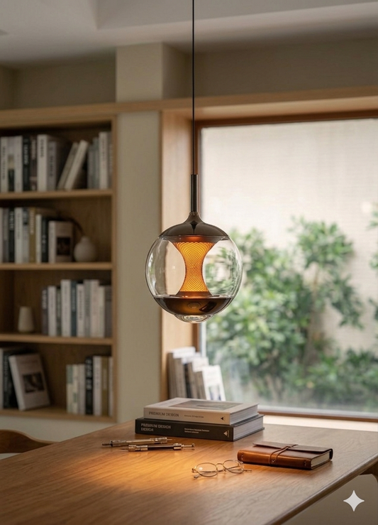 Modern Glass Globe Hanging Pendant Light – Elegant Single Focus Lamp