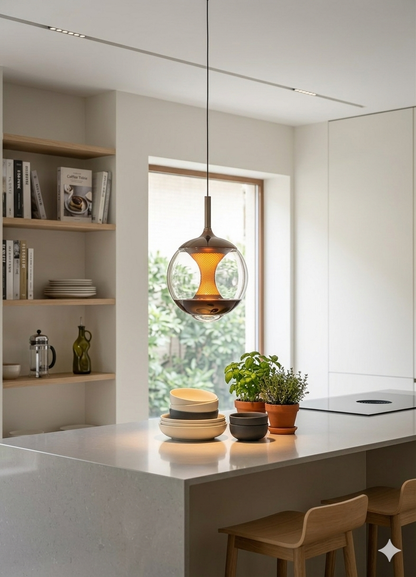 Modern Glass Globe Hanging Pendant Light – Elegant Single Focus Lamp