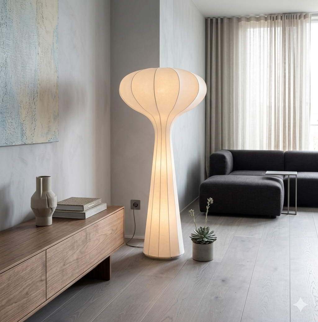 Modern Mushroom Floor Lamp – Sculptural Paper Standing Lamp