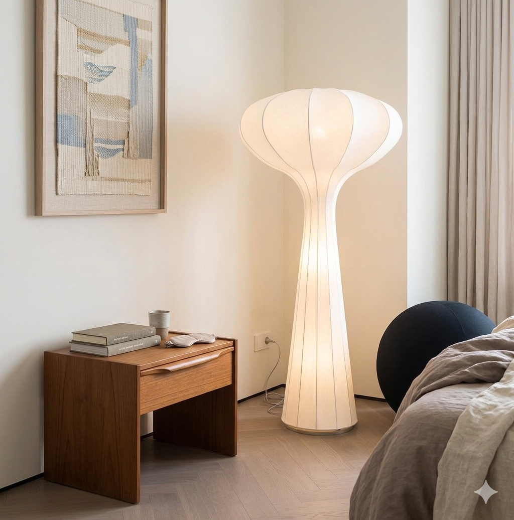 Modern Mushroom Floor Lamp – Sculptural Paper Standing Lamp