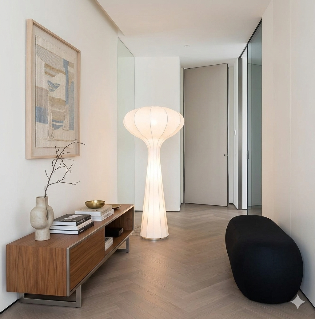 Modern Mushroom Floor Lamp – Sculptural Paper Standing Lamp