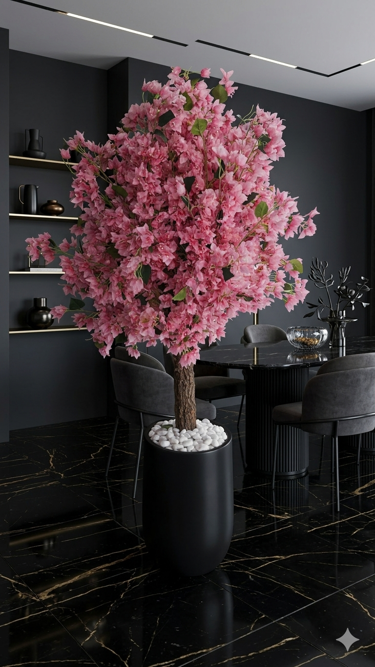 Large Artificial Cherry Blossom Tree with Textured Trunk