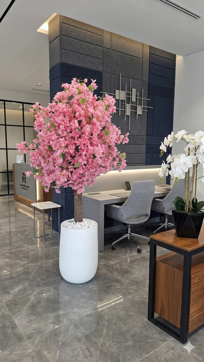 Large Artificial Cherry Blossom Tree with Textured Trunk