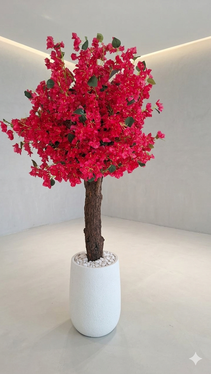 Luxury Artificial Red Bloom Tree with Pot – 160 cm Tall Decorative Indoor Flower Tree