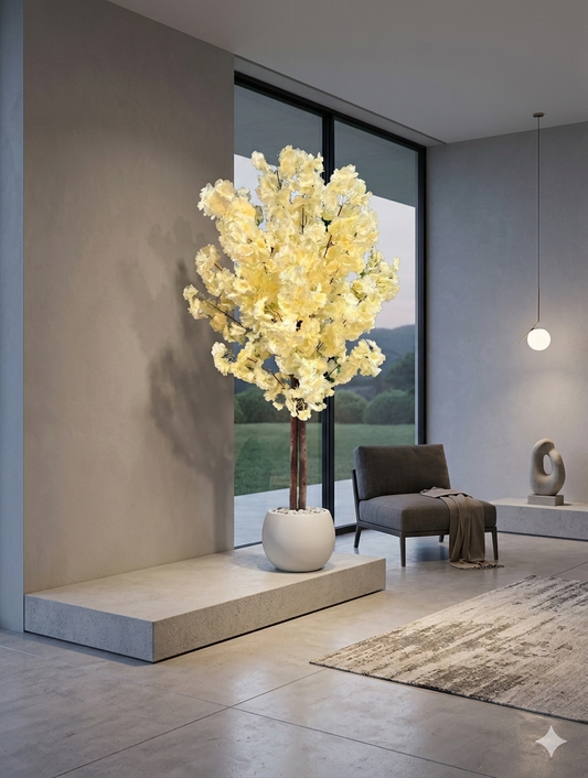 Premium Artificial Cherry Blossom Tree - 150cm Tall, Yellow/Pink Blossoms