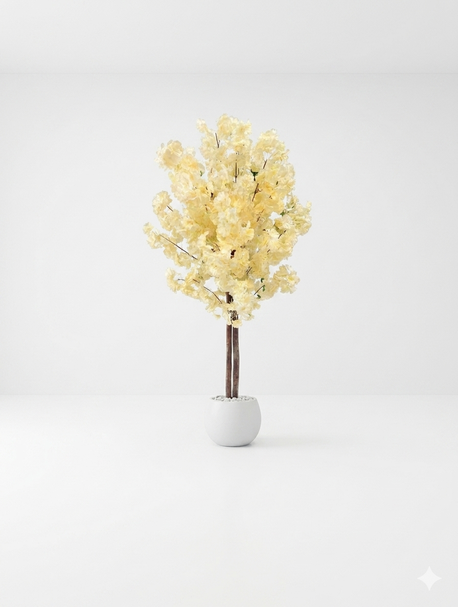 Premium Artificial Cherry Blossom Tree - 150cm Tall, Yellow/Pink Blossoms