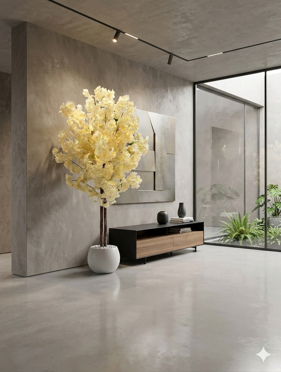 Premium Artificial Cherry Blossom Tree - 150cm Tall, Yellow/Pink Blossoms