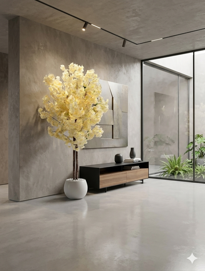 Premium Artificial Cherry Blossom Tree - 150cm Tall, Yellow/Pink Blossoms