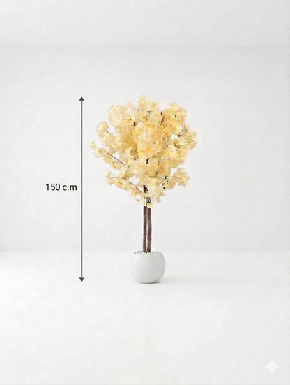 Premium Artificial Cherry Blossom Tree - 150cm Tall, Yellow/Pink Blossoms