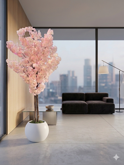 Premium Artificial Cherry Blossom Tree - 150cm Tall, Yellow/Pink Blossoms