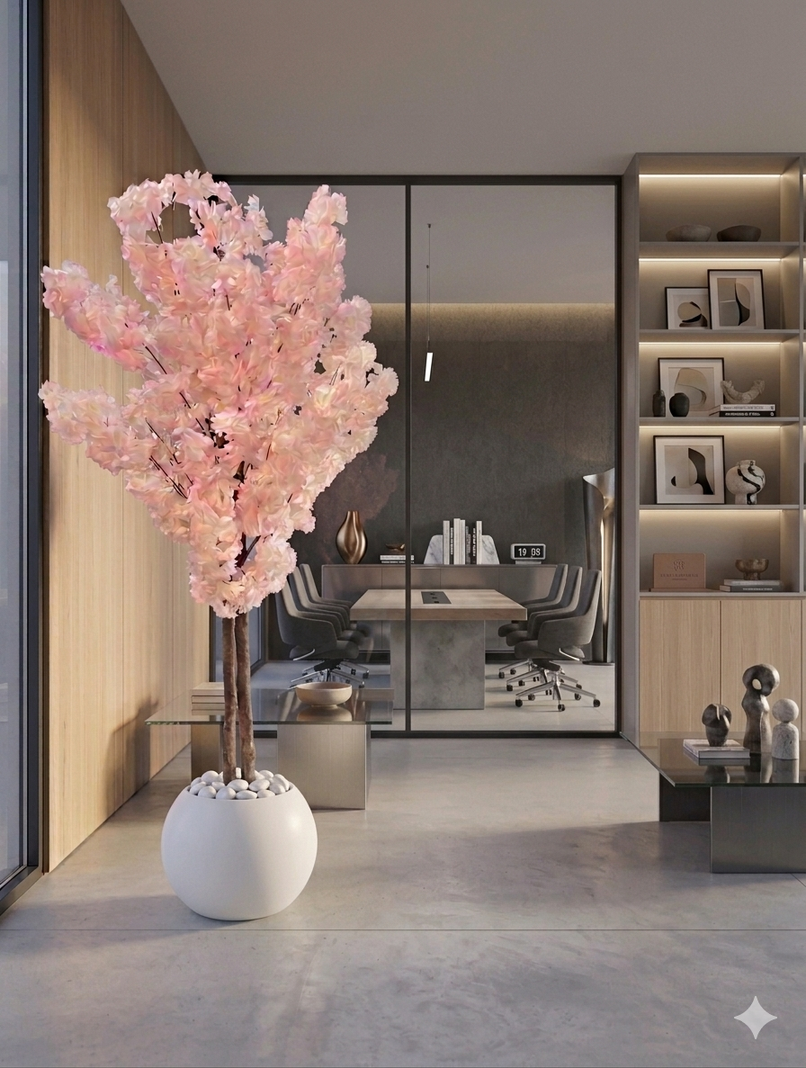 Premium Artificial Cherry Blossom Tree - 150cm Tall, Yellow/Pink Blossoms