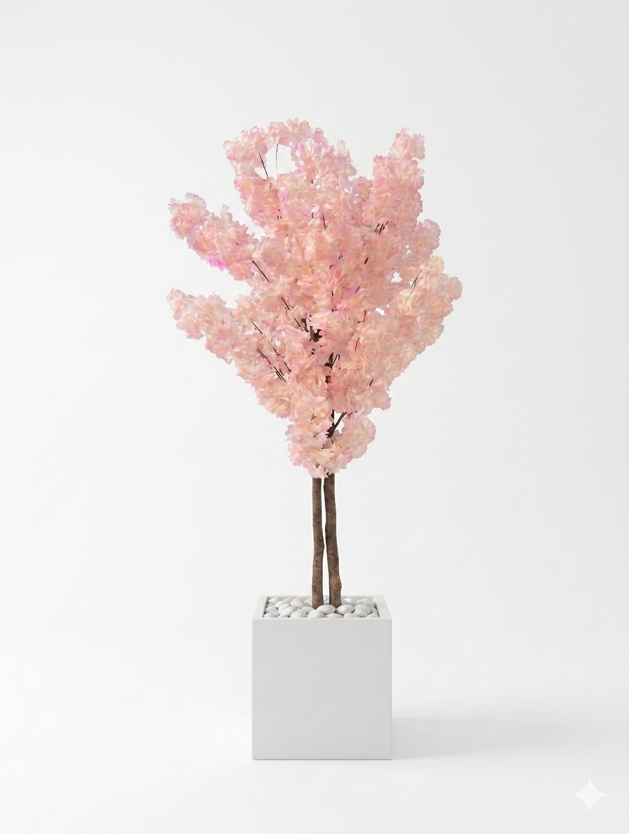 Premium Artificial Cherry Blossom Tree - 150cm Tall, Yellow/Pink Blossoms