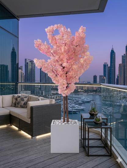 Premium Artificial Cherry Blossom Tree - 150cm Tall, Yellow/Pink Blossoms