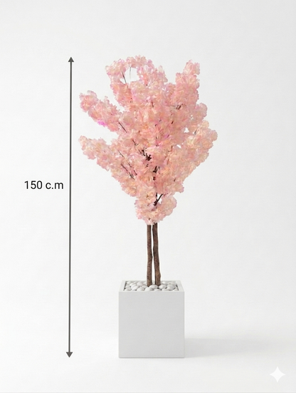 Premium Artificial Cherry Blossom Tree - 150cm Tall, Yellow/Pink Blossoms