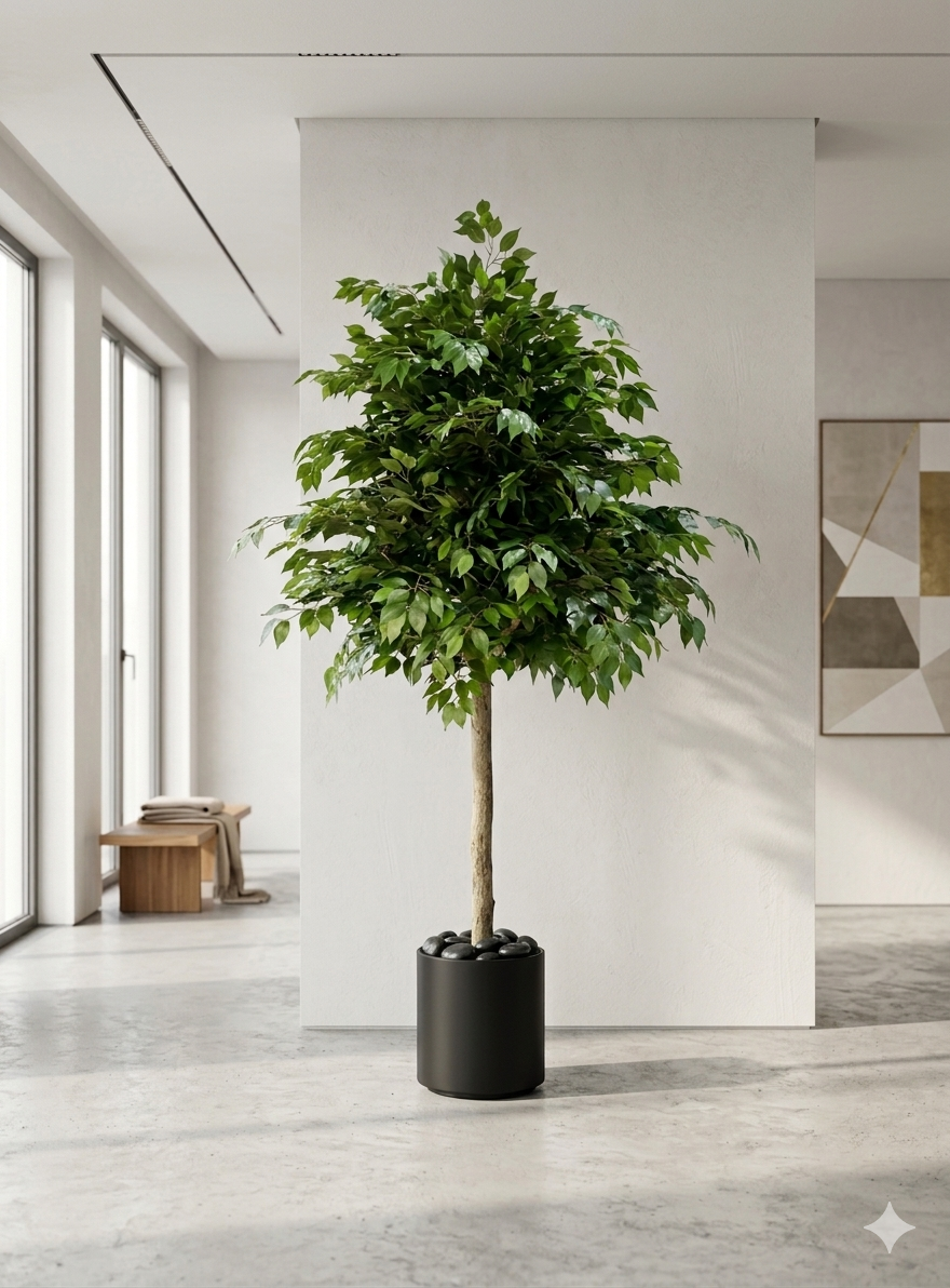 150cm Large Artificial Ficus Tree in Minimalist Black Pot