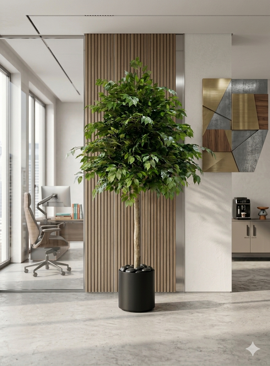 150cm Large Artificial Ficus Tree in Minimalist Black Pot