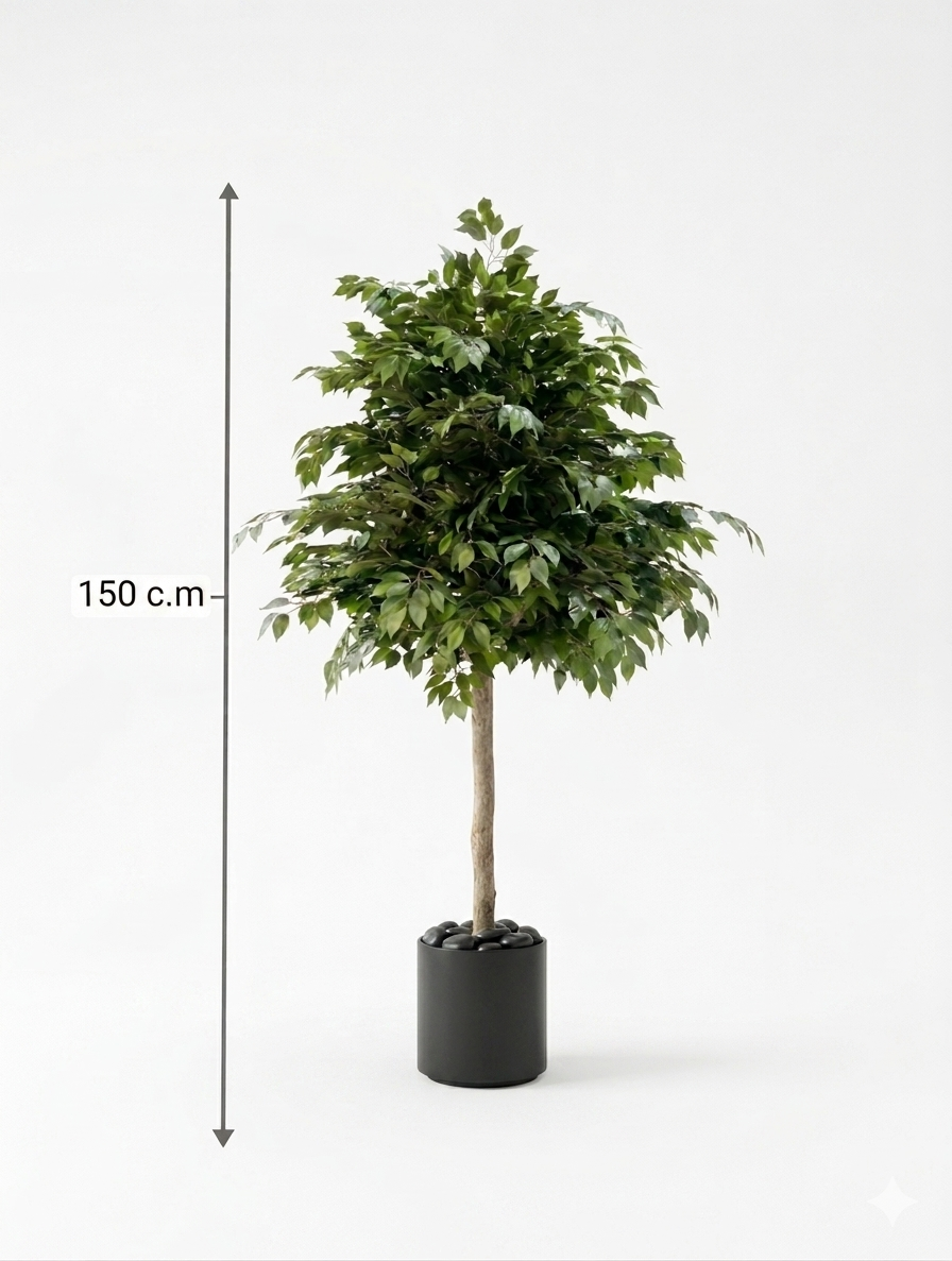 150cm Large Artificial Ficus Tree in Minimalist Black Pot