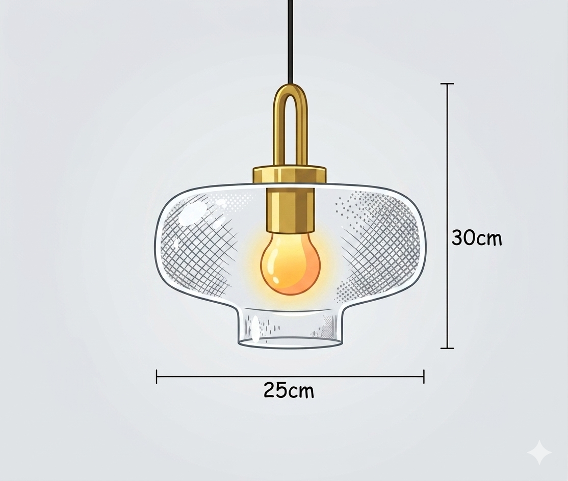 Modern Textured Glass Pendant Light – Gold Hanging Ceiling Lamp