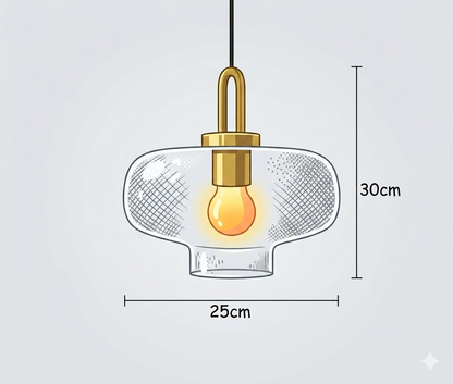 Modern Textured Glass Pendant Light – Gold Hanging Ceiling Lamp