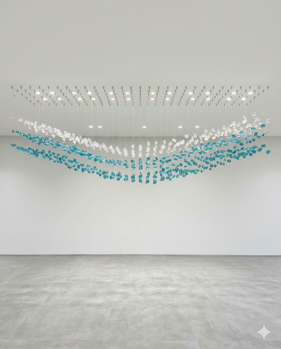 Custom Crystal Wave Chandelier – Modern LED Hanging Light for Ceiling